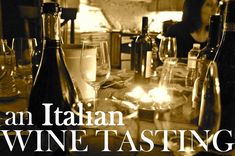 an italian wine tasting with candles and bottles