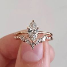 Engagement Ring Set, Bridal Ring, Marquise Cut, Moissanite Engagement, Moissanite Engagement Ring, Ring Set, Wedding Ring, Engagement Ring, Band