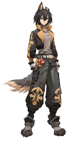 an anime character in black and gold outfit