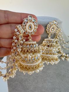 Height = 3.50 inches Kundan Jhumka  Indian wedding Polki Jhumka/Multi Jhumka/Indian Jewelry/Pakistani/Punjabi/Indian/Statement earring/Bridal earring/ Arrives in gift box. Punjabi Bridal Jewelry Wedding Bride, Luxury White Temple Jewelry Jhumkas, Luxury Chandbali Bridal Earrings For Festivals, Luxury Heavy Earrings For Diwali, Luxury Formal Jhumkas For Diwali, Luxury Kundan Chandbali Earrings, Luxury Festive Chandbali Earrings, Luxury Hand Set Jhumkas For Formal Occasions, Luxury Meenakari Chandelier Earrings For Reception