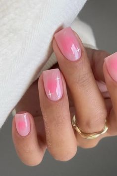 These cute pink nails are THE timeless, feminine mani of your dreams. Check out our favorite pink nail ideas--like this square-shaped pink aura manicure with celestial nail art--for tons of chic pink perfection 💕. Unghie Sfumate, Milky Nails, Cute Simple Nails, Colorful Nails, Simple Gel Nails, Summery Nails, Blush Nails, Cute Gel Nails, Popular Nails