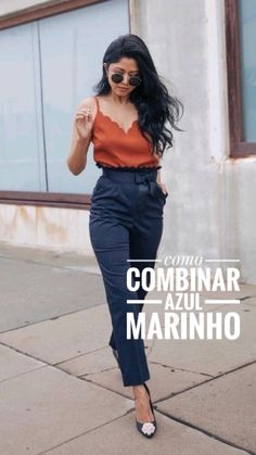 Navy Pants Outfit, Outfit Formal Mujer, Navy Blue Outfit, Blue Color Combinations, Color Combinations For Clothes, Outfit Mujer, Blue Outfit, Formal Outfit, Navy Pants