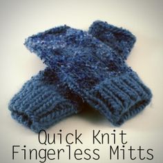 two fingerless mitts sitting next to each other