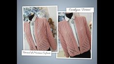 a pink cardigan sweater with buttons on the front and back, is shown in two different pictures