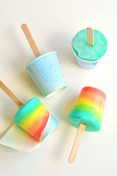 three popsicles with different colors on them