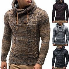 Pullover Mode, Pullover Sweater Men, Knit Men, Fall Hoodies, Sleeves Clothing, Men's Knit, Pullover Men, Knitted Pullover Sweaters, Hooded Sweater