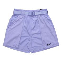 Nike Spring Athleisure Athletic Shorts, Purple Nylon Sportswear Activewear, Purple Activewear With Elastic Waistband For Spring, Purple Spring Activewear With Elastic Waistband, Spring Purple Activewear With Elastic Waistband, Sporty Purple Nylon Activewear, Purple Activewear With Built-in Shorts For Spring, Breathable Athleisure Athletic Shorts For Spring, Sporty Athletic Shorts With Pockets