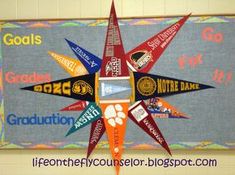 a bulletin board is decorated with different types of school related items and words on it