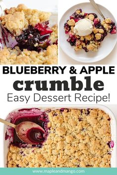 Get ready to fall in love with this blueberry and apple crumble recipe! This warm and comforting dessert features a combination of juicy blueberries and chopped apples with the most amazing buttery crumble topping. | www.mapleandmango.com