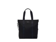 Tumi Essential North/South Tote - Handbags : Black : Upgrade your daily journey by carrying the Tumi Essential North/South Tote, a canvas of sophistication waiting to be personalized with embroidery. Crafted from ballistic nylon and leather, it boasts a snap closure, front zippered pocket, and leather handles. Snap closure on the top. Add-a-bag strap included. Polyester lining. Imported. WARNING Measurements: Weight: 1 lb 8.016 oz Bayswater Tote, Tumi Bags, Handbags Black, Back Bag, North South, Women Essentials, Mini Tote, Leather Handles, Black Tote Bag