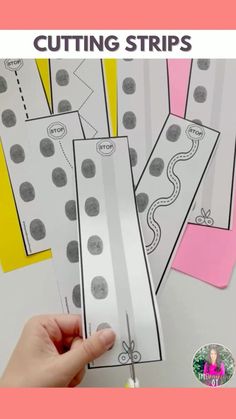 the cut out strips are being used to make fingerprints for children's crafts