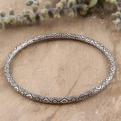 Diamond Motif Sterling Silver Bangle Bracelet - Diamond Saga | NOVICA Bracelet Diamond, Lapis Ring, Silver Bangle Bracelet, Sterling Silver Bangle Bracelets, Sterling Silver Bangle, Silver Bangle Bracelets, Sterling Silver Bangles, Silver Bangle, 925 Silver Jewelry