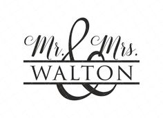 the mr and mrs logo is shown in black on a white background, with an elegant font