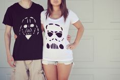 I'll be the Storm Trooper to your Vader ;) Scratch that- you can be the Storm Trooper to MY Vader Couples Matching Shirts, Star Wars Shirt, Disney Inspired Fashion, Star Wars Love, Star Wars Tshirt, Star Wars Party, Cute Stars