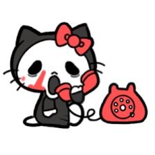 an image of a hello kitty talking on the phone