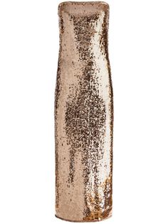 bronze-tone stretch-design sequin embellishment strapless fitted rear lace-up fastening thigh-high slit unlined long length Rose Gold Cocktail Dress, Rose Gold Cocktail, Gold Cocktail Dress, Sequin Embellishment, Cute Dress Outfits, Online Closet, Wardrobe Edit, Gold Cocktail, Strapless Maxi