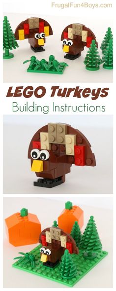 instructions to make lego turkeys for thanksgiving