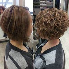 Before and after perm on inverted bob style. | beauty in 2019 | Curly ... Bob Style Haircuts, Wavy Perm, Curly Perm, Spiral Perm, Short Permed Hair, Inverted Bob Haircuts, Permed Hair, Perm Hair, Curly Haircuts