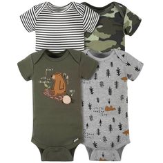 4-Pack Baby Boys Bear Short Sleeve Onesies® Bodysuits Practical Baby Shower Gifts, Baby Boy Bear, Baby Size Chart, One Piece Clothing, Gerber Baby, Baby Cap, Toddler Boy Outfits, Short Sleeve Bodysuit, My Thoughts