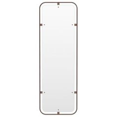 a large rectangular mirror with metal frame and glass panels on the bottom, against a white background