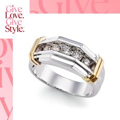 in stock Men Diamond Ring, 10k Gold, Gold Accents, Diamond Ring, Pick Up, Buy Online, White Gold, Ring, Gold