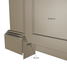 the cabinet door is open and labeled with instructions for how to put it in place