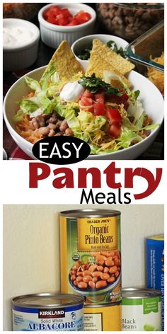 an image of easy pantry meals with text overlay