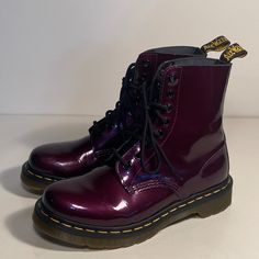 Dr Martens Pascal Plum Purple Gloss Leather Combat Boots Women Size 6 Us / 37 Eu Boots Are In Very Good Condition, Minimal Wear, Nothing Major To Note, Nice And Clean, Review Photos And Ask If You Have Any Questions, Thank You Purple Leather Ankle-high Boots, Purple Doc Martens, Leather Combat Boots Women, Flat Chelsea Boots, Purple Sneaker, Combat Boots Women, Dr Martens Pascal, 2976 Chelsea Boots, Doc Marten Boot