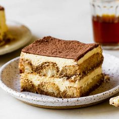 a piece of cake sitting on top of a white plate