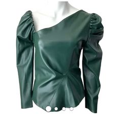 New Zara Top With Tags Leather Green Top With Full Sleeves Small Size Green Leather Top Outfit, Faux Leather Long Sleeve Party Top, Spring Party Faux Leather Tops, Elegant Leather Tops For Fall, Elegant Leather Tops For Office, Trendy Leather Tops For Spring, Elegant Faux Leather Top For Party, Elegant Leather Party Tops, Summer Party Faux Leather Tops