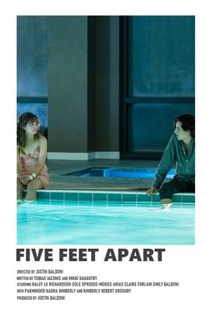 the poster for five feet apart shows two people sitting in a swimming pool and one is looking at another person