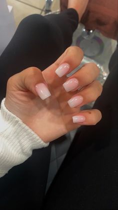 Short Square Ombré Nails, Pink And White Ombre Nails Square, Ombre Square Nails, Ombre Nails Square, Ombre Chrome Nails, Blush Pink Nails, Concert Nails, Feet Nail Design, Ombré Nails