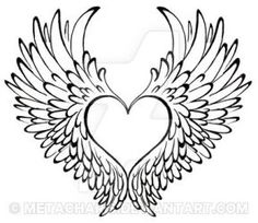 an angel heart with wings tattoo design