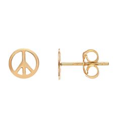 Add a retro vibe to your look with these cool peace symbol earrings. Add a retro vibe to your look with these cool peace symbol earrings. EARRING DETAILS Diameter: 6.9 mm Backings: post Metal: 14k gold Finish: polished Packaging: boxed Size: One Size. Color: Yellow. Gender: female. Age Group: adult. Symbol Earrings, Post Metal, Indie Jewelry, Retro Vibe, Peace Sign, Jewelry Earrings Studs, Peace Symbol, Gold Finish, Gender Female