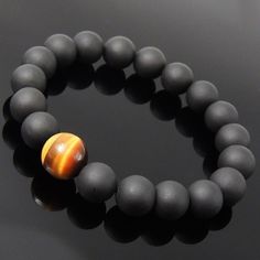 Handmade Men/Women Bracelet Matte Black Onyx Tiger Eye Gemstone Beads Stretch #DIYKAREN #MenWomenGemstoneBracelet Tiger Eye Gemstone, Diy For Men, Women Bracelet, Mens Beaded Bracelets, Diy Bracelet, Bijoux Diy, Gemstone Healing, Gemstone Bracelets, Tiger Eye