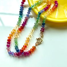 Knotted Rainbow Necklace Natural Gemstone Jewelry Rainbow - Etsy Adjustable Rainbow Spiritual Necklace, Rainbow Gemstone Beaded Necklaces For Gift, Rainbow Gemstone Beaded Necklaces As A Gift, Rainbow Gemstone Beads Necklace As Gift, Rainbow Gemstone Beads Necklace For Gift, Rainbow Beaded Necklace With Gemstone Beads For Gift, Rainbow Gemstone Beads Round Necklace, Rainbow Beaded Necklaces With Gemstone Beads As Gift, Rainbow Gemstone Beads Necklace