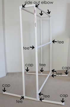 an image of a white rack with arrows pointing to it