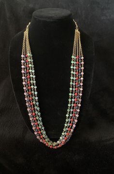 Add a touch of elegance to your outfit with this beautiful Talbots necklace. The necklace features a unique combination of colorful beads and the length is adjustable. The lobster closure ensures that the necklace stays securely in place, while the layered and beaded style adds a touch of sophistication to your look. This necklace is signed by Talbots and is perfect for any fashion-conscious individual who wants to add a touch of style to their wardrobe. Cheap Traditional Multi-strand Beaded Necklaces, Eye Beads, Cats Eye, Multi Strand Necklace, Strand Necklace, Multi Strand, Red Blue, Pink And Green, Red And Blue