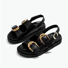 Color: Sandals, Shoe Size: 38 Birkenstock Heels, Summer Shoes Sandals, Retro Heels, Women Summer Casual, Retro Fashion Women, Flat Slippers, Roman Sandals, Black Slippers, Buckled Flats