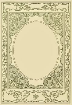 an ornate frame with scrolls and flowers in the center, on a beige background stock photo