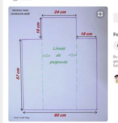 a screen shot of a diagram showing the size and width of a square in spanish