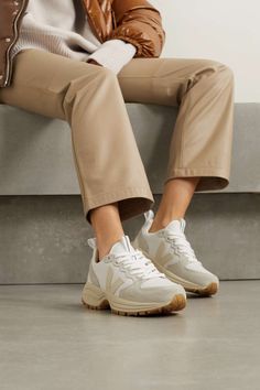 VEJA Venturi suede and leather-trimmed Alveomesh sneakers | NET-A-PORTER Veja Venturi, Stylish Sneakers Women, Zapatillas Veja, Basket Veja, Veja Shoes, Beige Sneakers, Veja Sneakers