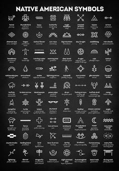 native american symbols on a black background