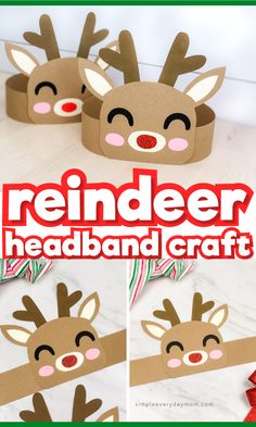 reindeer headband craft for kids to make with paper and construction material, perfect for christmas