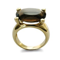 "Large Gold Ring with prongs holding a beautiful large Smokey Quartz gemstone. This sleek, bold design will turn heads and looks great with everything. You can order this ring in rose, yellow or white gold. Options are available when checking out. Please contact us for various gemstones you can have on this ring (see example last picture). All items are packaged in an eco-friendly gift box with a ribbon ready for gifting. Construction & Dimensions: 14K Gold, Smokey quartz. approximately widt Modern Rings With Large Stone For Formal Occasions, Modern Rings With Large Stone For Formal Events, Modern 14k Gold Topaz Ring For Formal Occasions, Elegant Yellow Gold Rings With Large Stone, Elegant Yellow Gold Ring With Large Stone, Modern Large Stone Jewelry For Formal Occasions, Modern Oval Topaz Ring For Formal Occasions, Formal Fine Jewelry Rings With Large Stone, Fine Jewelry Rings With Large Stone For Formal Occasions