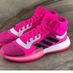 Brand New!!’ Hot Pink Basketball Shoes!! Never Worn With Tags!! This Would Be A Women’s 8 1/2-9 This Is Not The Actual Pair, But It Is The Same Pair. I Am At A Basketball Game Right Now... Adidas Shoes Men, Orange Basketball Shoes, Pink Basketball Shoes, Pink Basketball, White Athletic Shoes, Turf Shoes, Adidas Shoes Mens, Baseball Shoes, Adidas Basketball Shoes