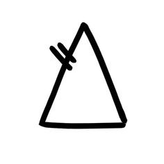 a black and white drawing of a triangle