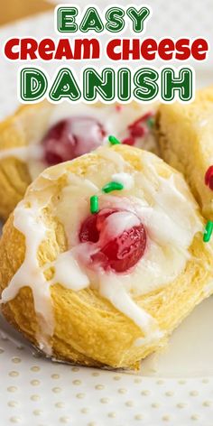 an easy cream cheese danish on a white plate