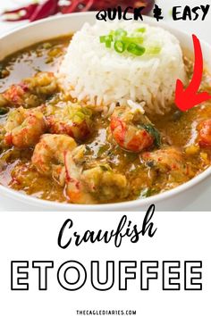 the recipe for crawfish etouffee is shown