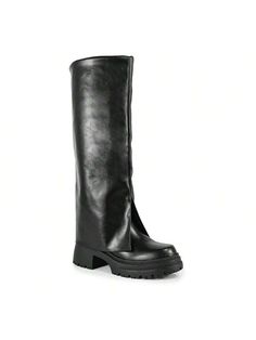 [Material] Crafted with premium PU material, these knee-high riding boots feature a sturdy lug heel for absolute comfort and durability. The zipper closure ensures easy wearability, while the textile insole provides added cushioning for all-day comfort.	[Height Parameters] Elevate your style with a fashionable 2.5-inch heel height, perfect for adding a touch of sophistication to any outfit. The round toe design offers ample room for toe movement, ensuring a comfortable fit with every step.	[Feat Black Knee-high Moto Boots With Zipper Closure, Edgy Winter Knee-high Boots With Zipper Closure, Edgy Winter Knee-high Boots With Zipper, Edgy Knee-high Boots With Zipper For Winter, Winter Streetwear Knee-high Boots, Knee-high Boots For Winter Streetwear, Spider Party, Pu Boots, Black Y2k